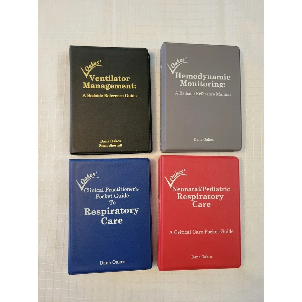Lot of 4 Oakes Respiratory‎ Care Pocket Guides Ventilator Hemodynamic Monitoring